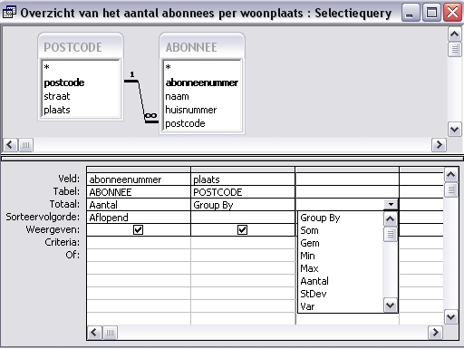 De query in de ontwerpweergave