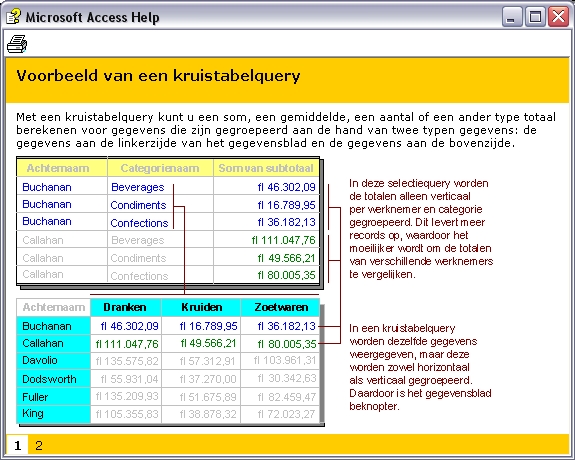 Een selectiequery en een kruistabelquery