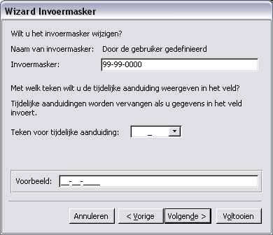 Een invoermasker maken