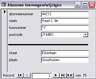 Het formulier 'Abonnee toevoegen/wijzigen'