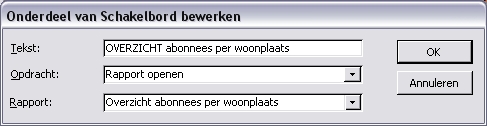 Het menu onderdeel 'OVERZICHT abonnees per woonplaats'