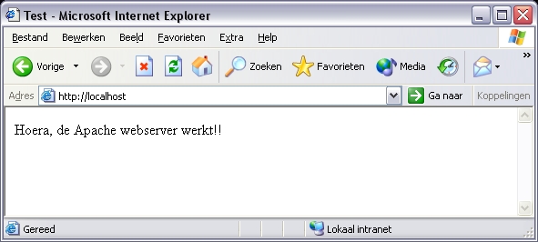 De webserver toont de webpagina index.html