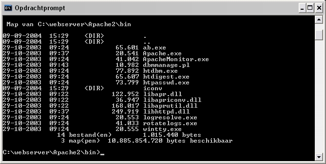 Het programma htpasswd.exe staat in de map c:\webserver\Apache2\bin