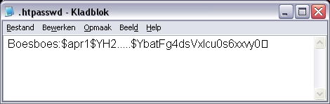 Het wachtwoord in het bestand .htpasswd is 'versleuteld'