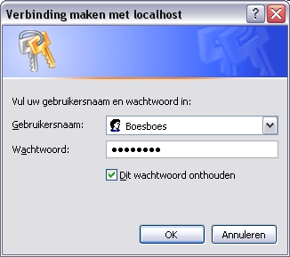 Alleen met de juiste gebruikersnaam en het juiste wachtwoord heb je toegang tot phpMyAdmin