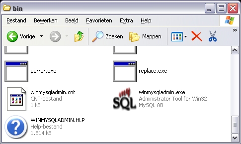 In de map bin staat het bestand winmysqladmin.exe