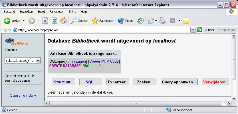 De Bibliotheek-database is nog leeg