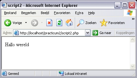De webpagina die hoort bij script 2