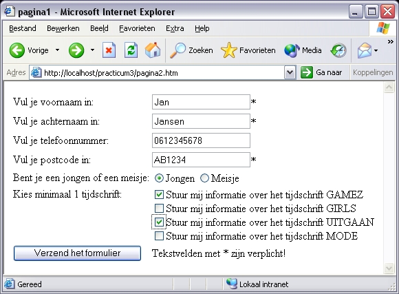 Er is een foute postcode ingevuld